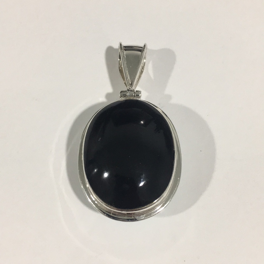 Sterling 925 Onyx &Blue Turquoise Stone Pendant